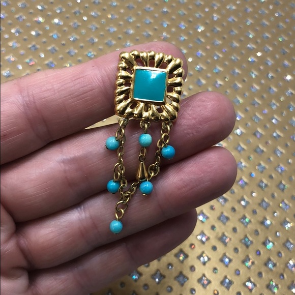 Blue and gold Clip on Earrings - Picture 8 of 12